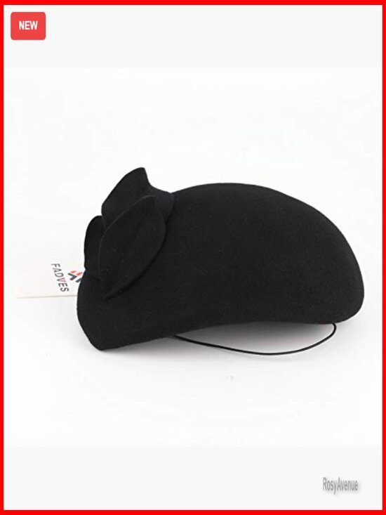 Vintage Wool Felt Fascinator Hat with Pearl Trim for Church  display picture 2